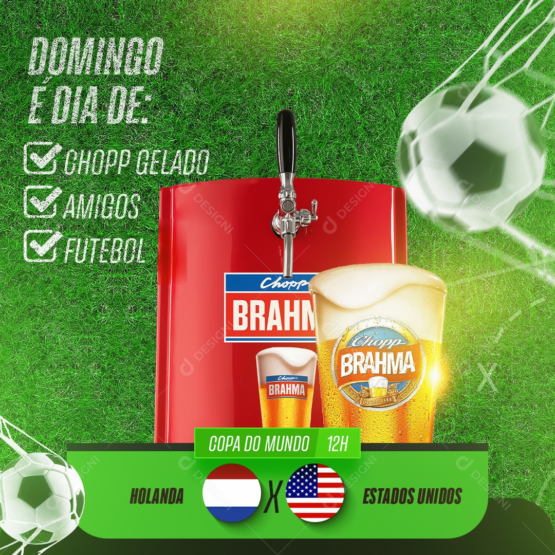 Domingo é Dia de Chopp Amigos Futebol Social Media PSD Editável