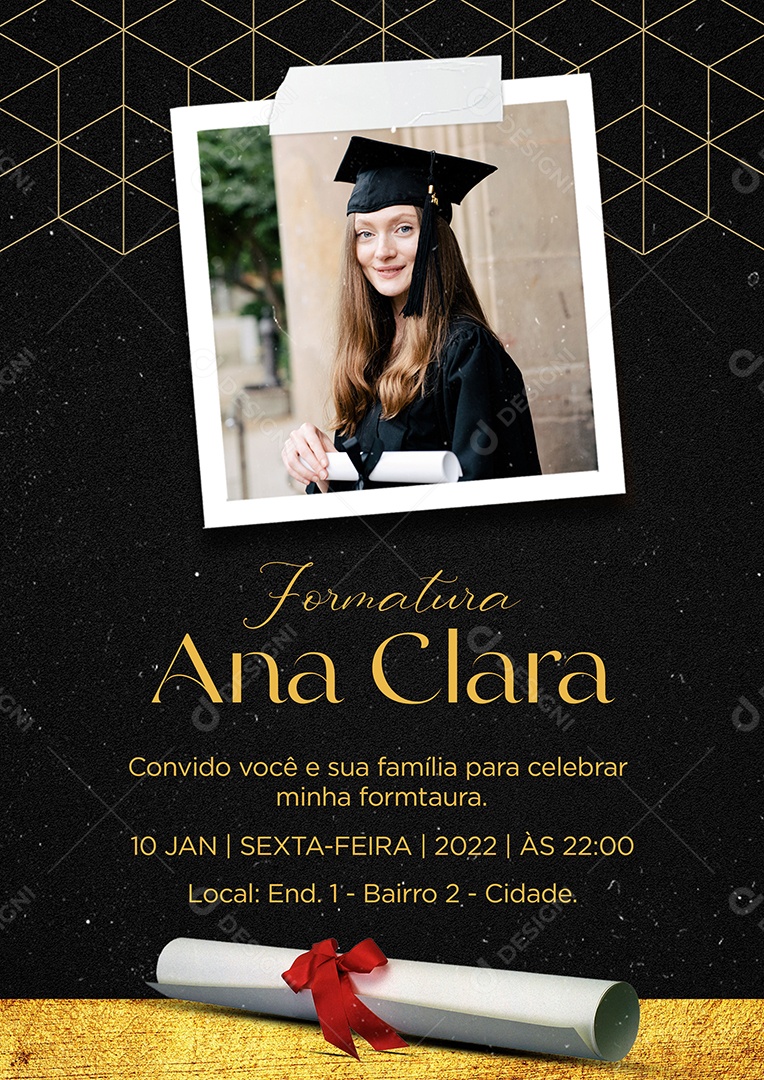 Modelo de Convite de Formatura PSD Editável