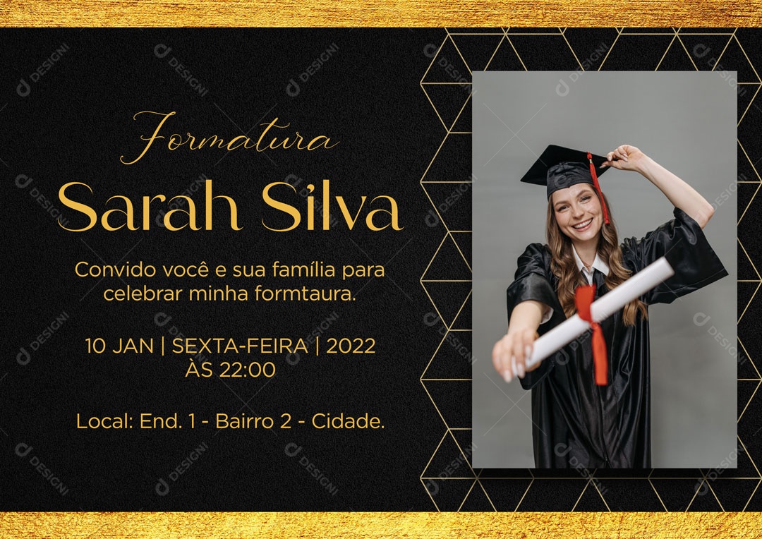 Modelo de Convite de Formatura PSD Editável