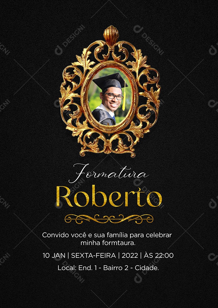 Modelo de Convite de Formatura PSD Editável