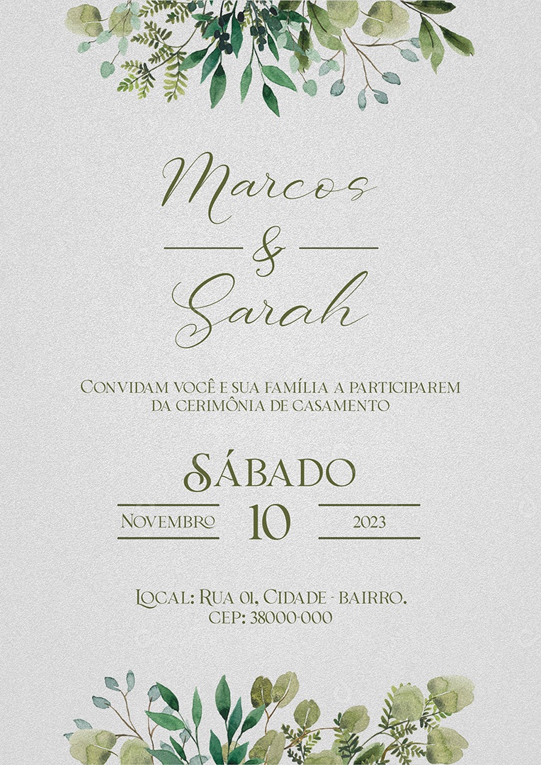 Modelo de Convite de Casamento PSD Editável