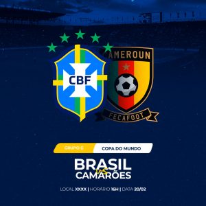 Brasil x Camarões Rumo ao Hexa Copa do Mundo Social Media PSD Editável