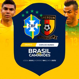 Brasil x Camarões Rumo ao Hexa Copa do Mundo Casemiro Social Media PSD Editável