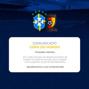 Comunicado Brasil x Camarões Copa do Mundo Social Media PSD Editável