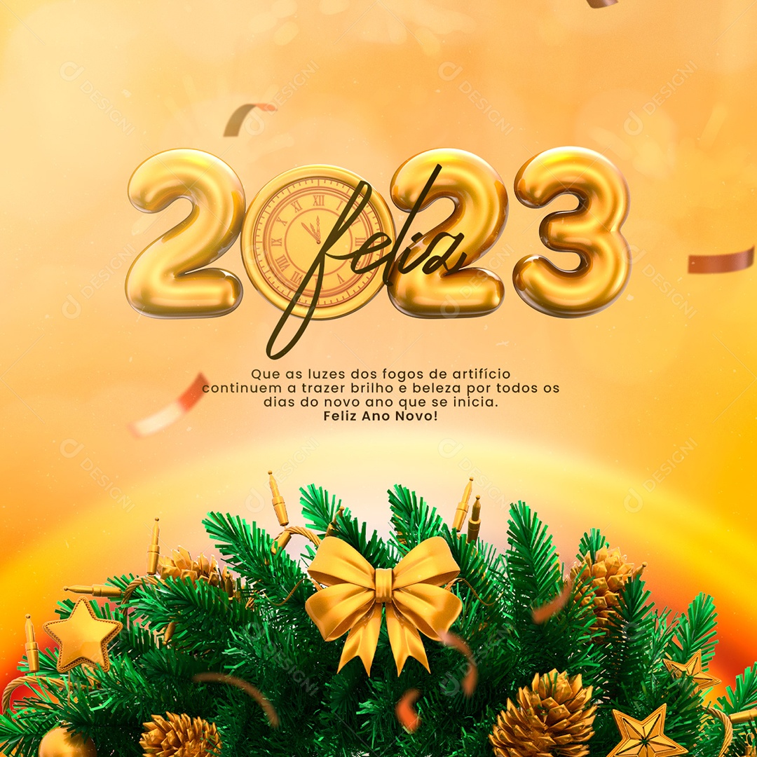 Feliz 2023 Ano Novo Social Media PSD Editável