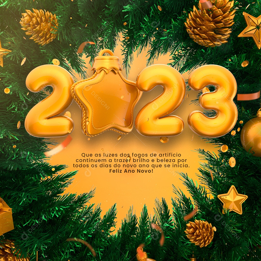Feliz Ano Novo 2023 Social Media PSD Editável