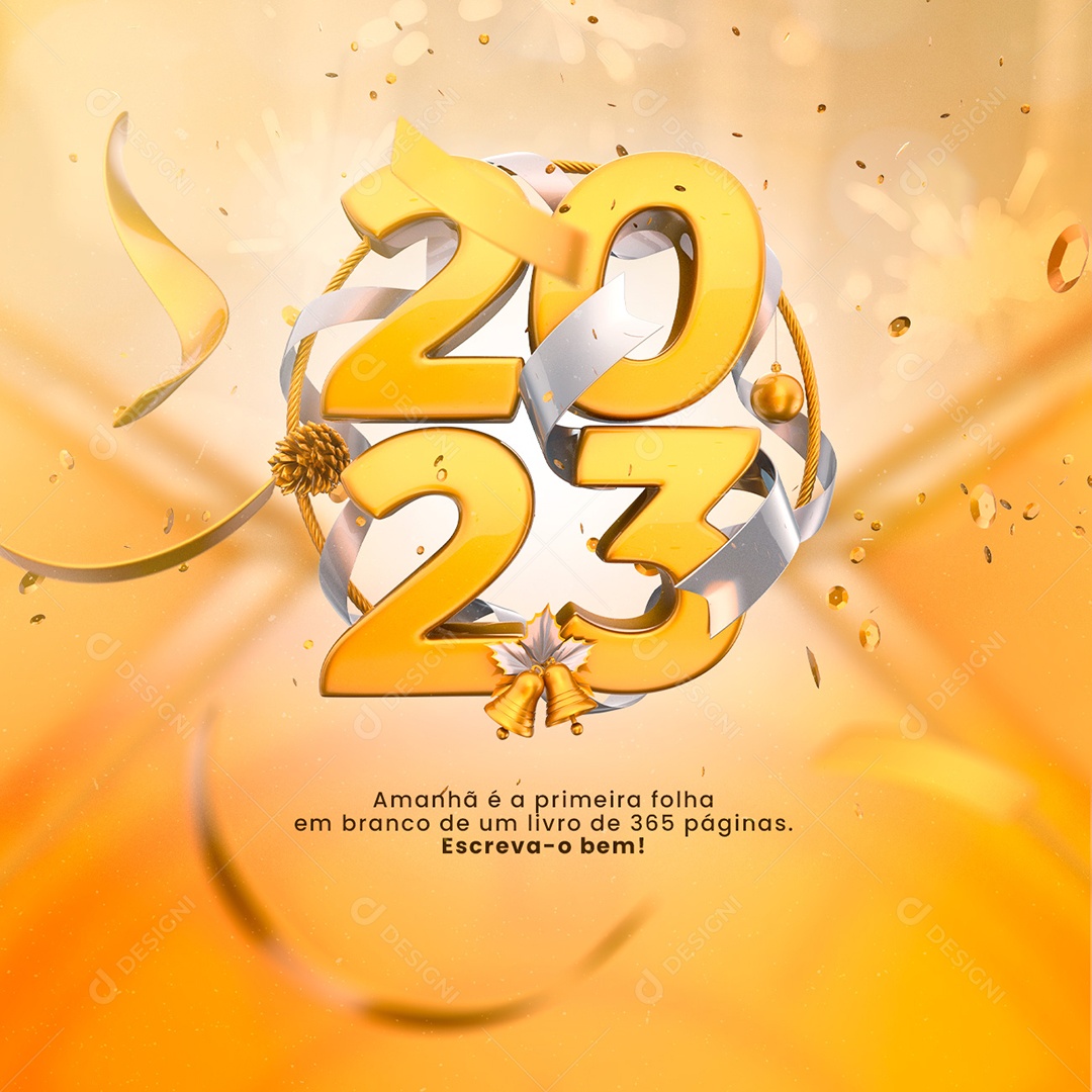 Amanhã é a Primeira Folha em Branco Ano Novo Social Media PSD Editável