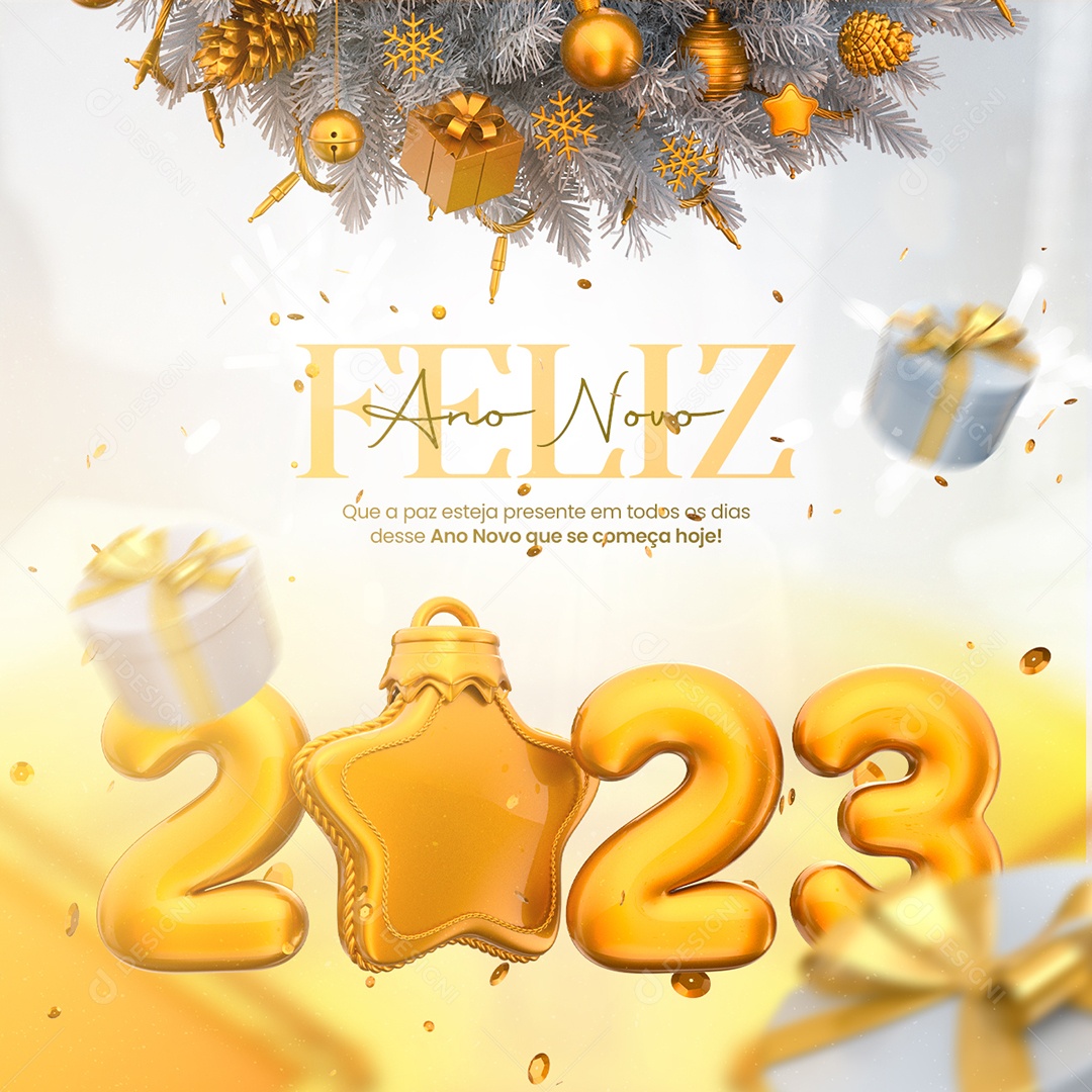 Que a Paz Esteja Presente Feliz Ano Novo 2023 Social Media PSD Editável