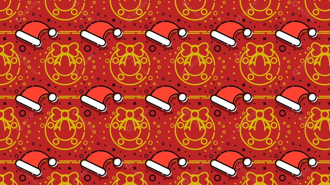 Pattern Padrões Geométricos de Objetos Natalino Em Fundo Vermelho Vetor AI + PAT