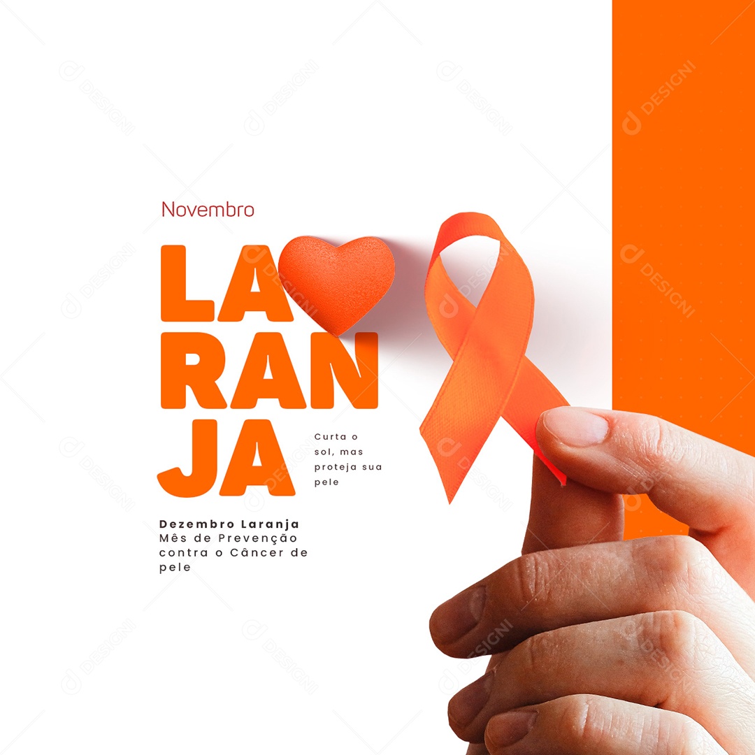 Curta o Sol mas Proteja sua Pele Dezembro Laranja Social Media PSD Editável