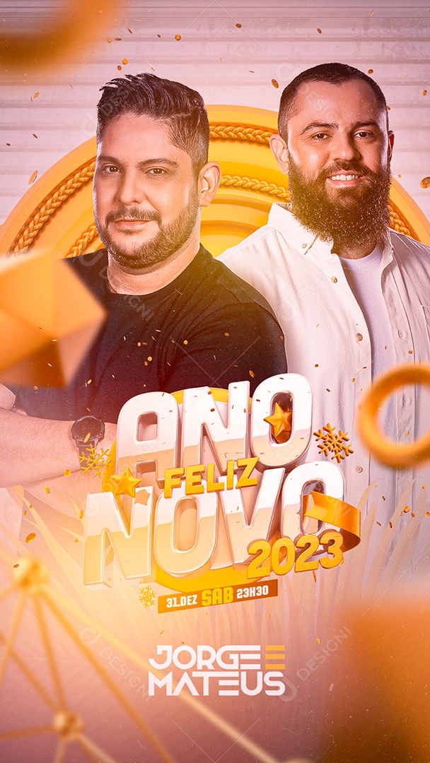 Story Ano Novo Feliz 2023 Jorge & Mateus Flyer Social Media PSD Editável