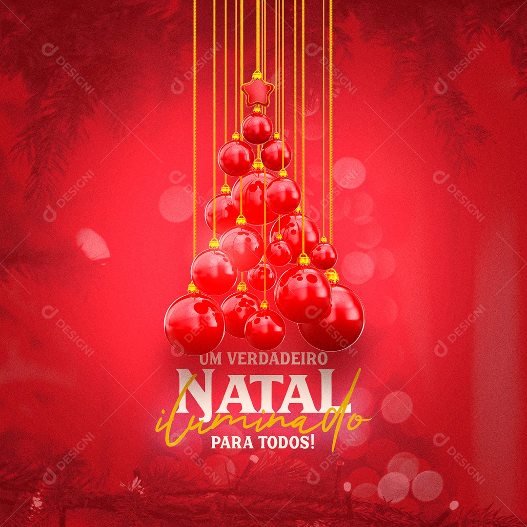 Um Verdadeiro Natal Iluminado para Todos Feliz Natal Social Media PSD Editável
