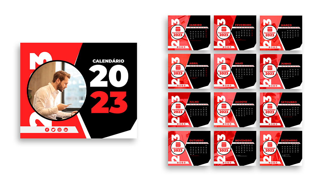 Modelo de Calendário 2023 PSD Editável