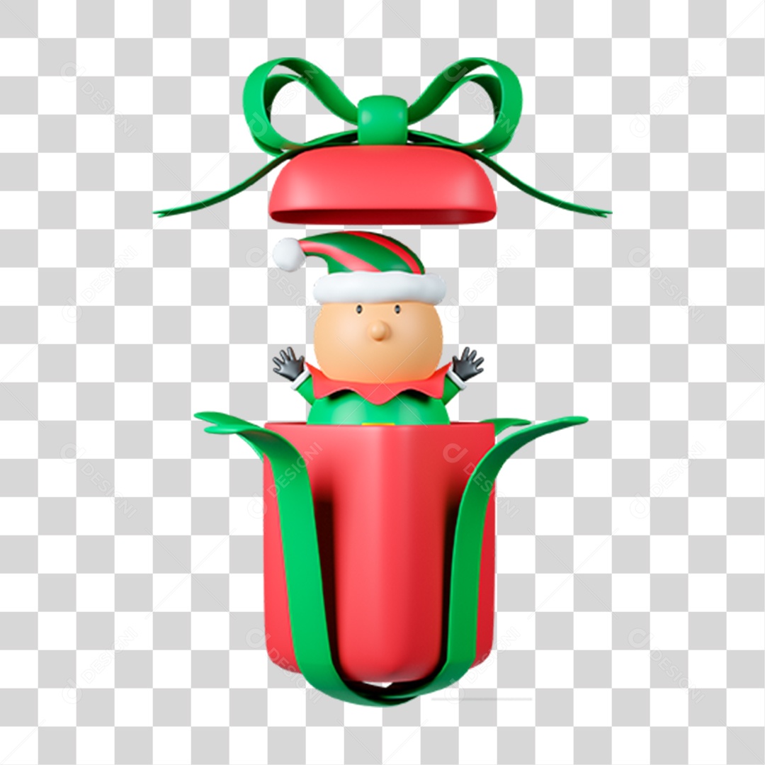 Elemento 3D Festas Natal presente para Composição PNG Transparente