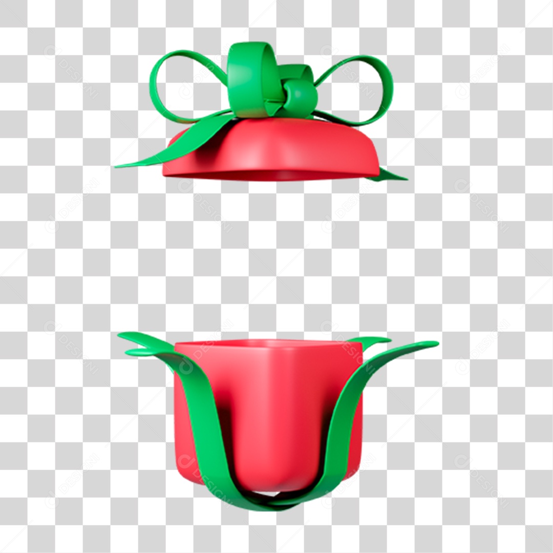 Elemento 3D Festas Natal presente para Composição PNG Transparente