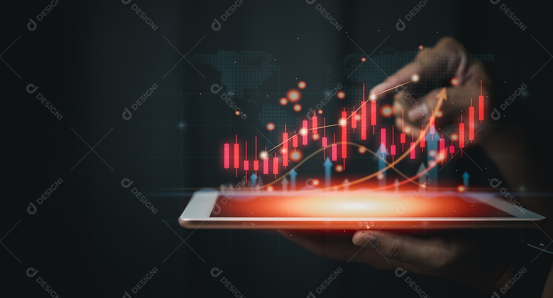 Estratégia de marketing digital e crescimento do gráfico de big data de análise no ícone
