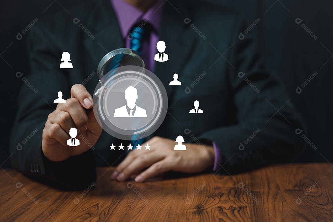 Vidro de lupa de gerenciamento de recursos humanos para pesquisar e selecionar