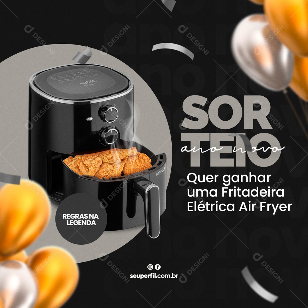 Sorteio Air Frey Ano Novo Lojas Social Media PSD Editável
