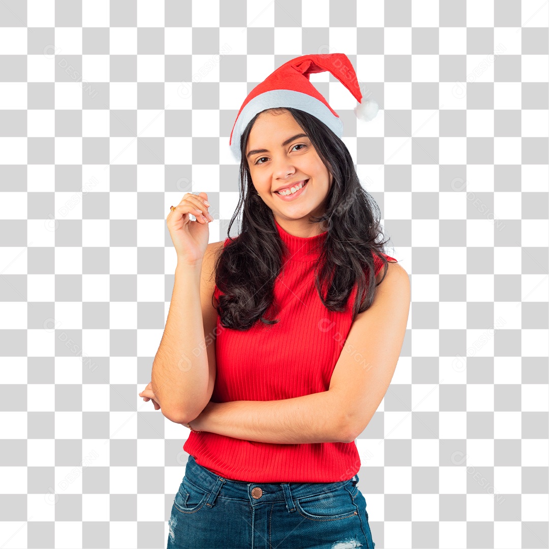 Mulher em Clima Natalino PNG Transparente