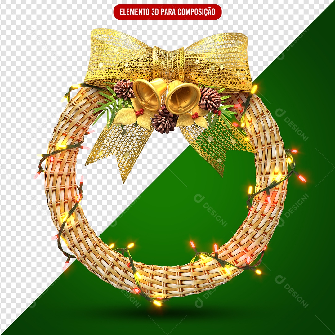 Decoração de Natal Elemento 3D para Composição PSD