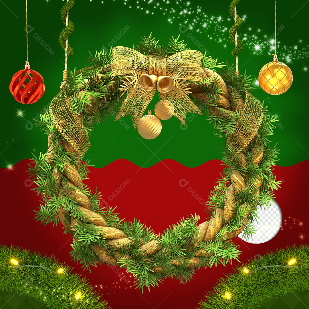 Decoração de Natal Elemento 3D para Composição PSD