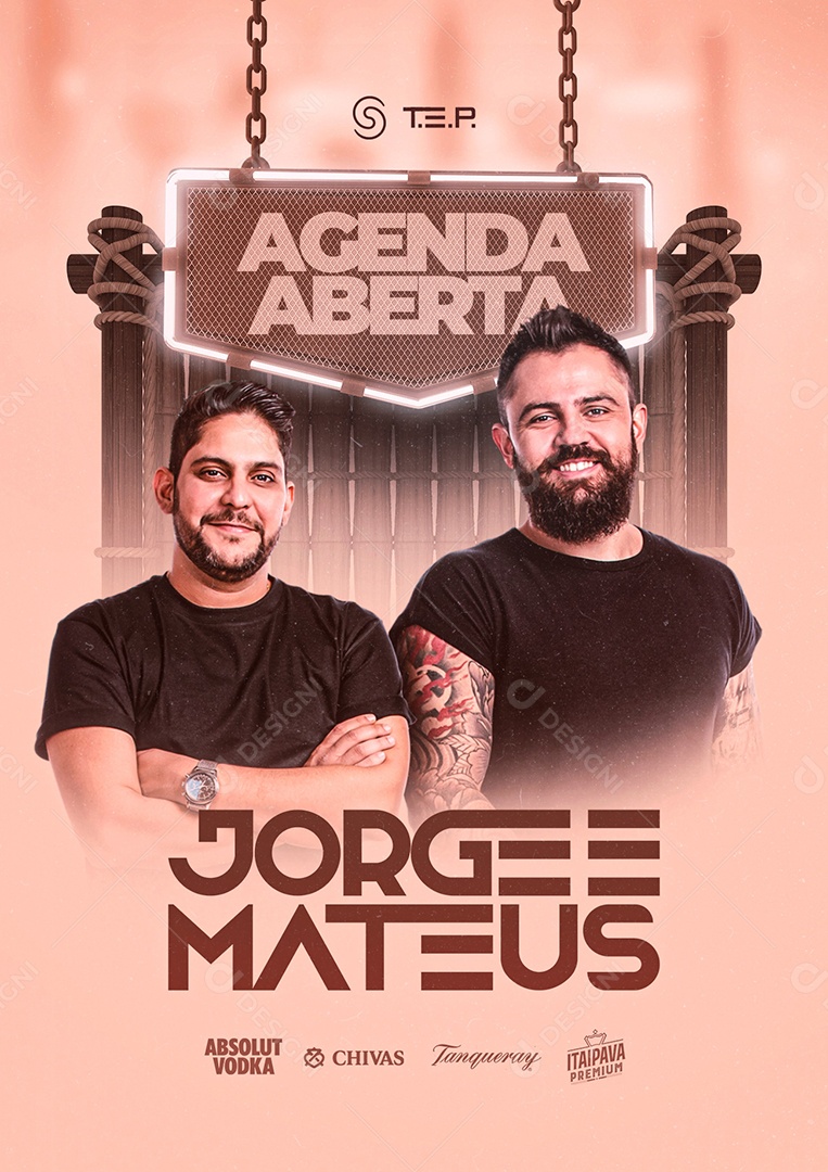 Agenda Aberta Jorge e Mateus Flyer Social Media PSD Editável
