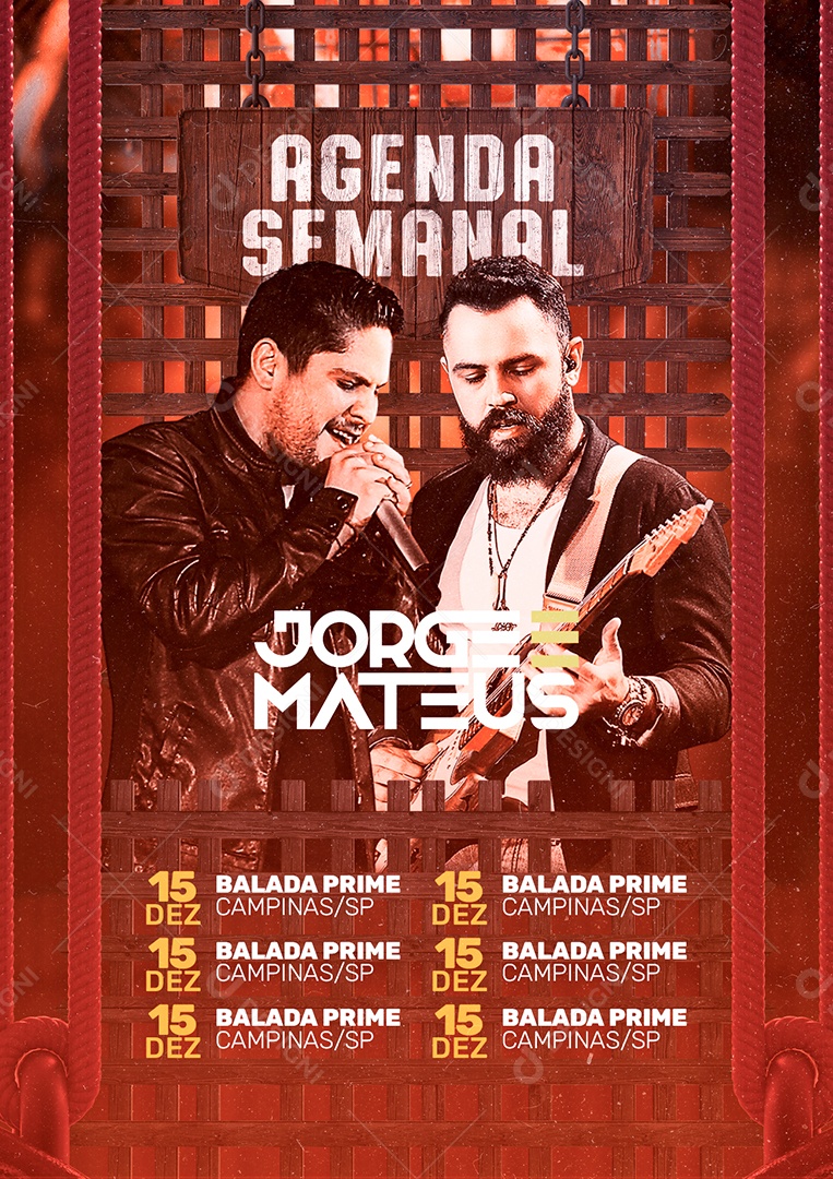Agenda Semanal Jorge Mateus Flyer Social Media PSD Editável