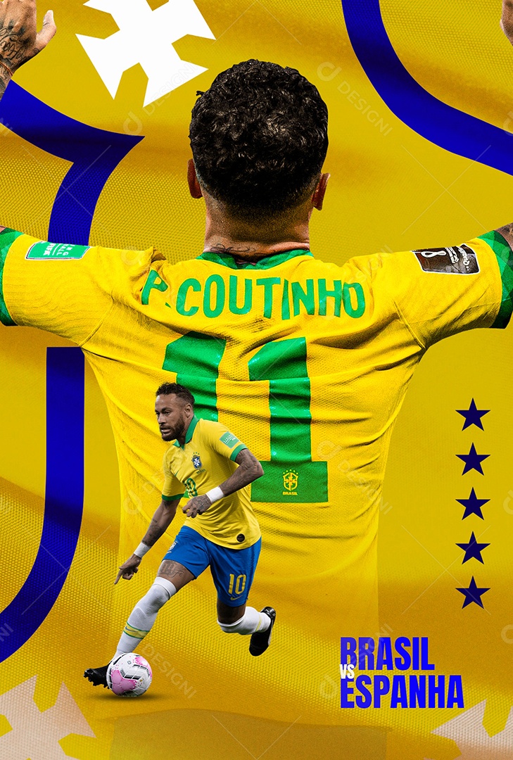 Story Flyer Copa do Mundo Brasil Vs Espanha Social Media PSD Editável