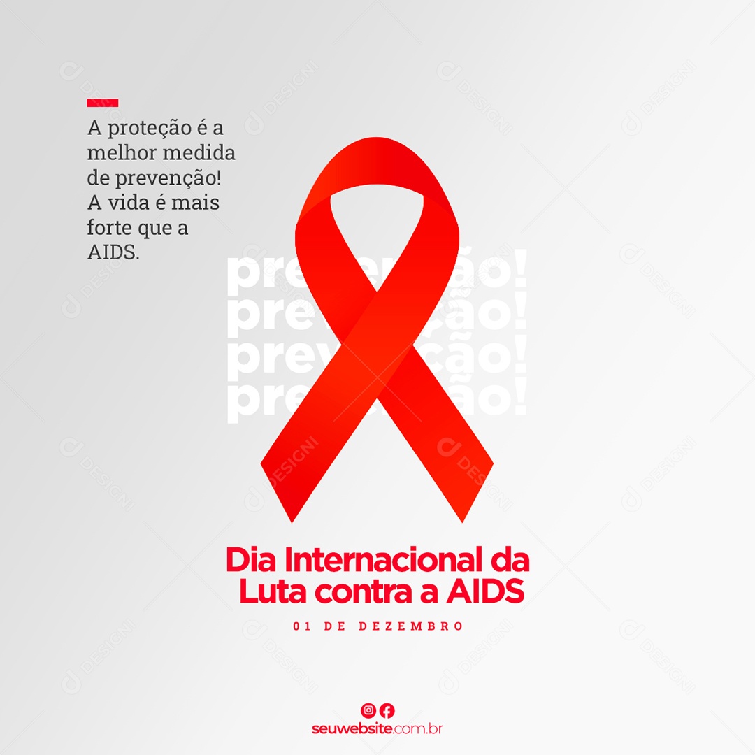 Mês de Luta e Conscientização Contra a AIDS Dezembro Vermelho Social Media PSD Editável