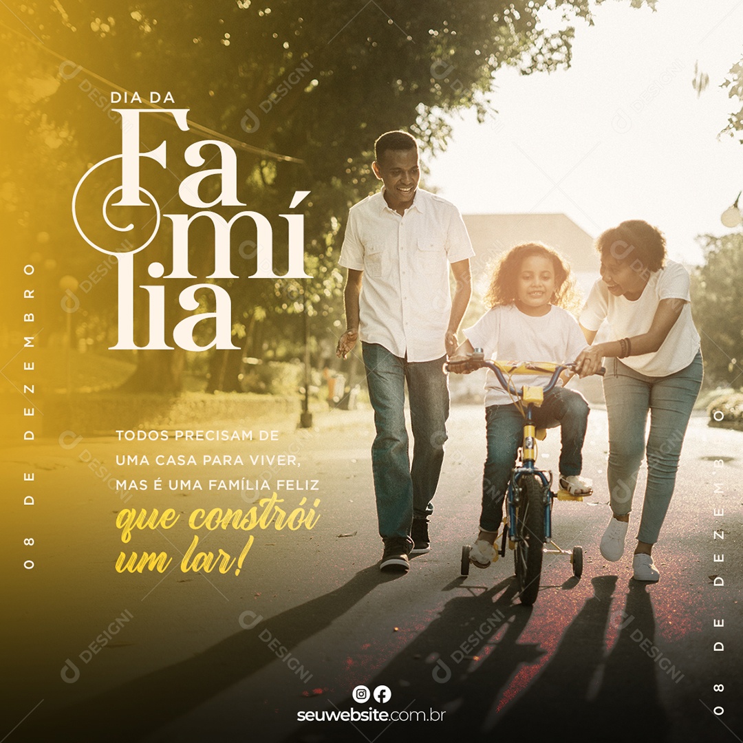Dia da Família 8 de Dezembro Todos Precisam de Uma Casa Para Viver Mas é Uma Família Feliz Que Constrói Um Lar Social Media PSD Editável