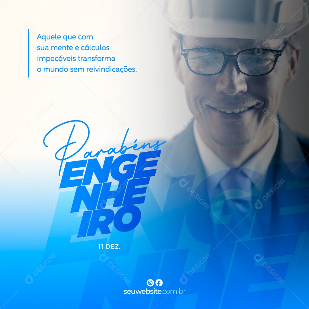 Parabéns Engenheiros 11 de Dezembro Dia do Engenheiro Social Media PSD Editável