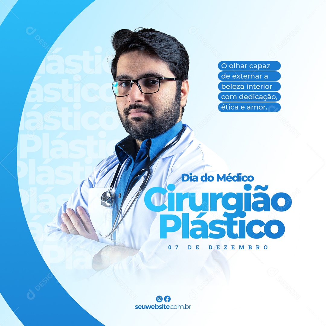 Dia do Médico Cirurgião Plástico 7 de Dezembro Social Media PSD Editável