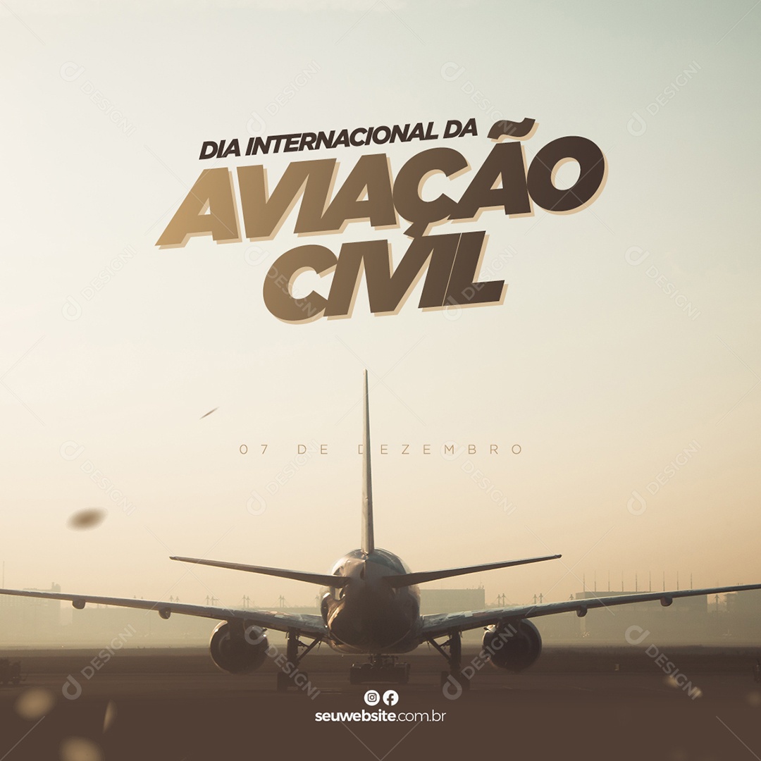 Dia Internacional da Aviação Civil Social Media PSD Editável