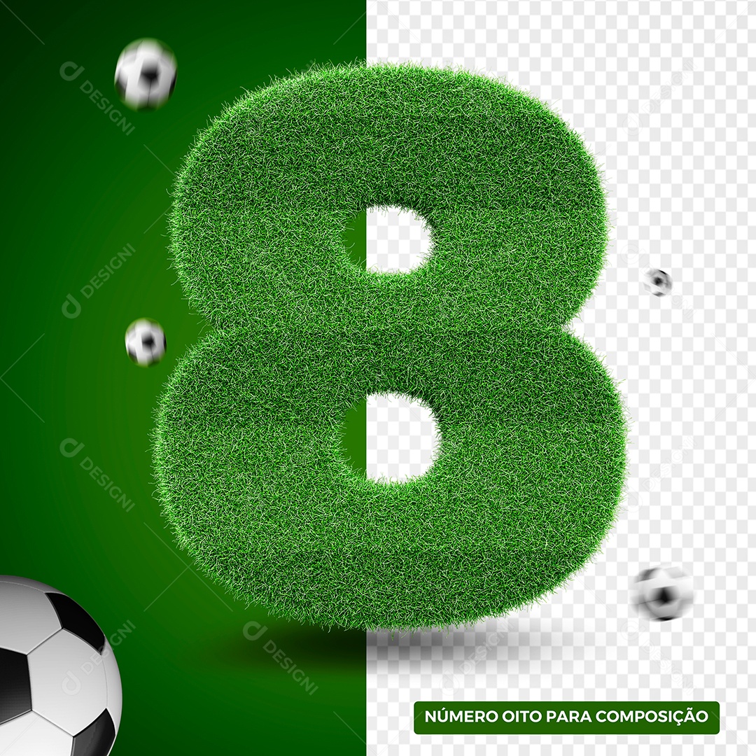 Numero Oito Elemento 3D para Composição PSD