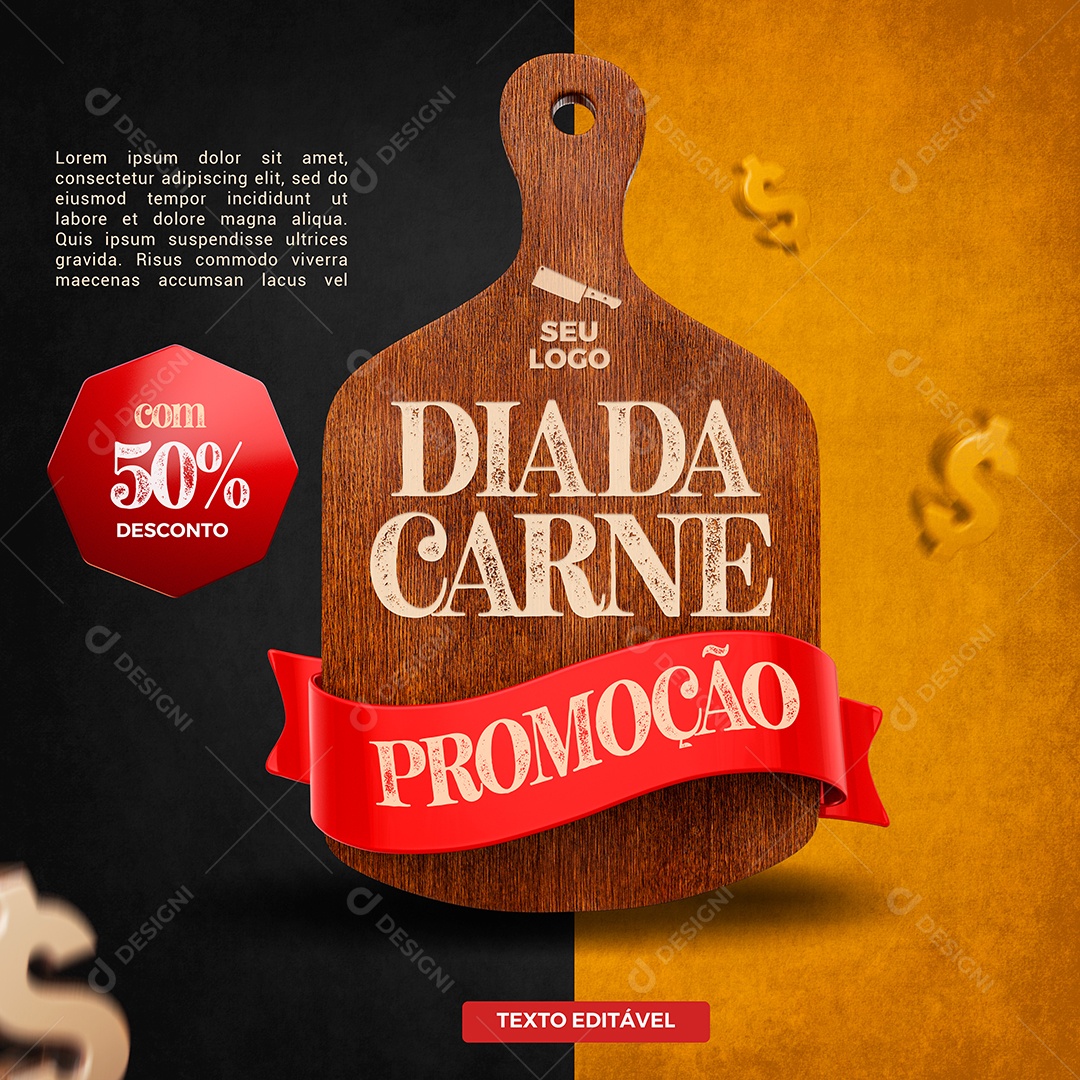 Meat Day Promotion 3D Element for Composition PSD