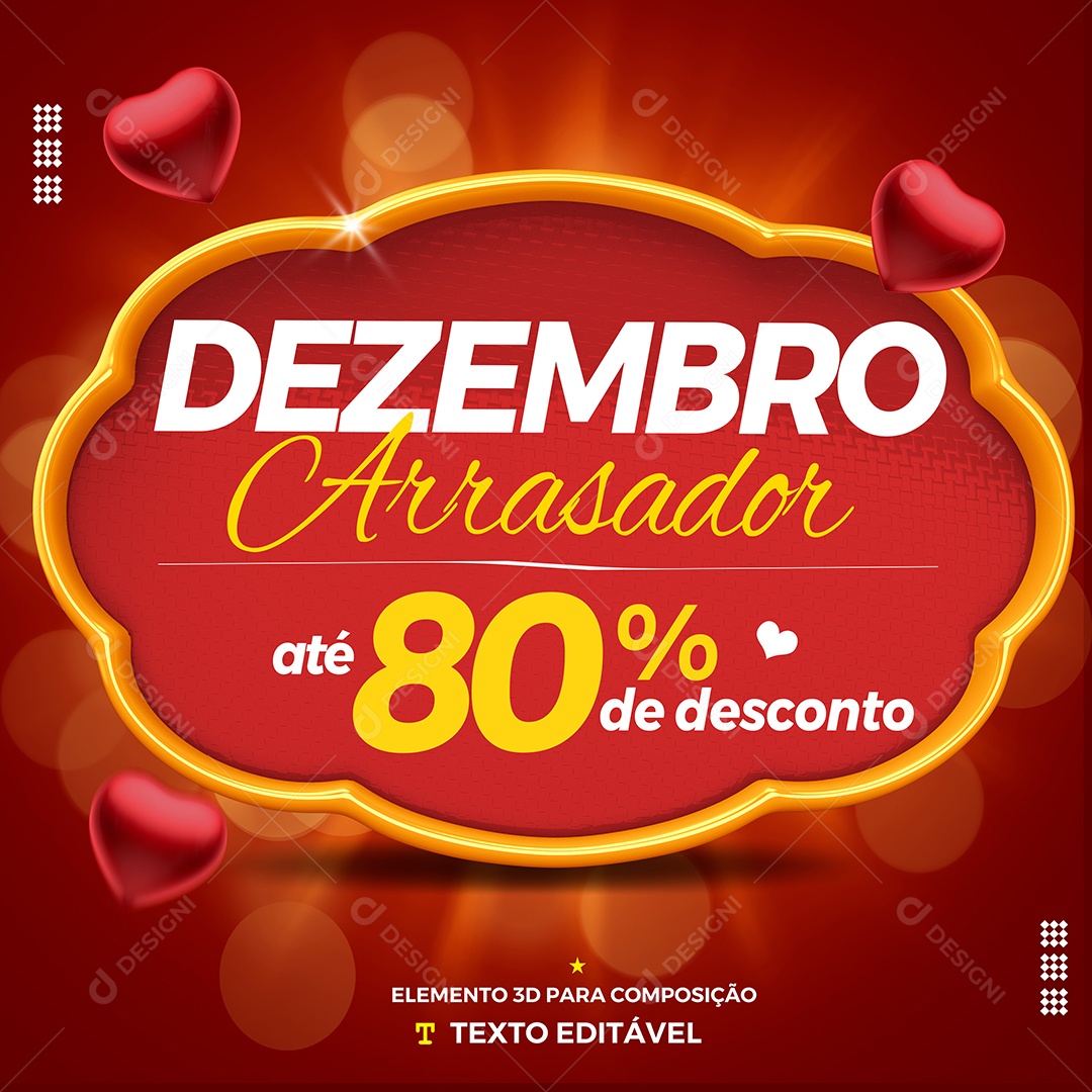 Dezembro Arrasador Elemento 3D para Composição PSD