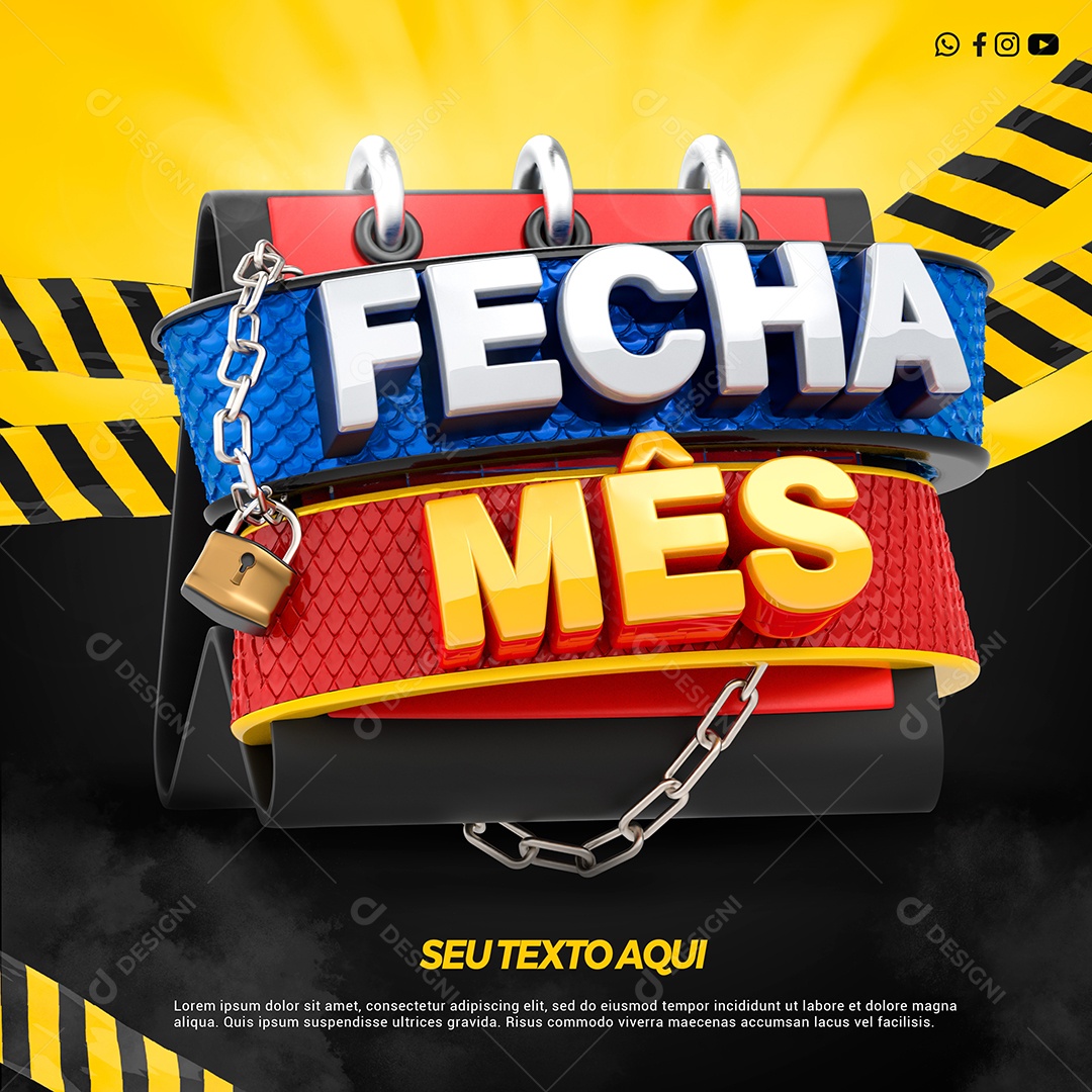 Fecha Mês Selo 3D para Composição PSD