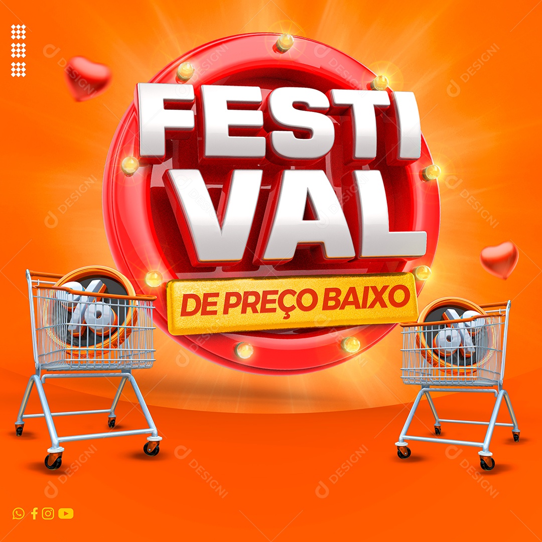 Festival Preço Baixo Selo 3D para Composição PSD