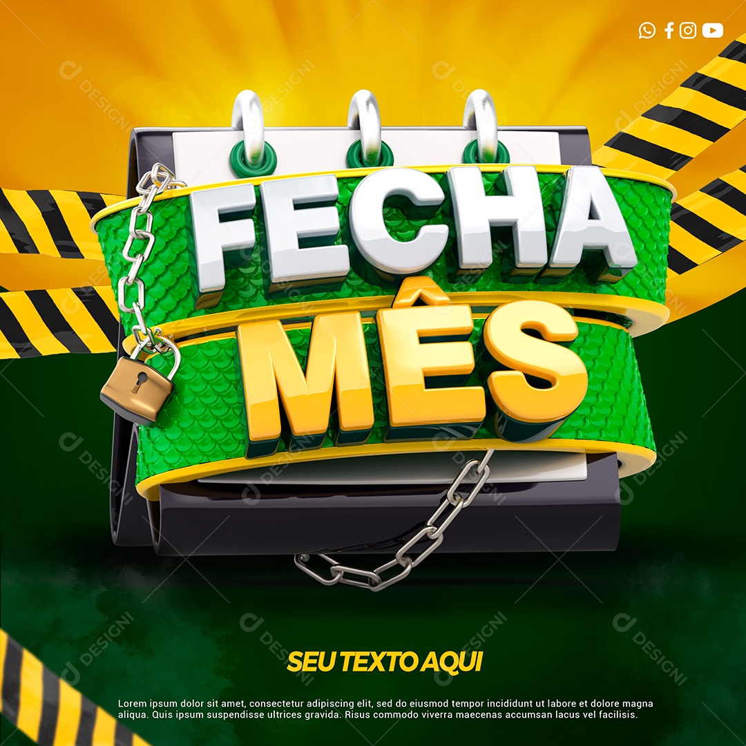Fecha Mês Selo 3D para Composição PSD