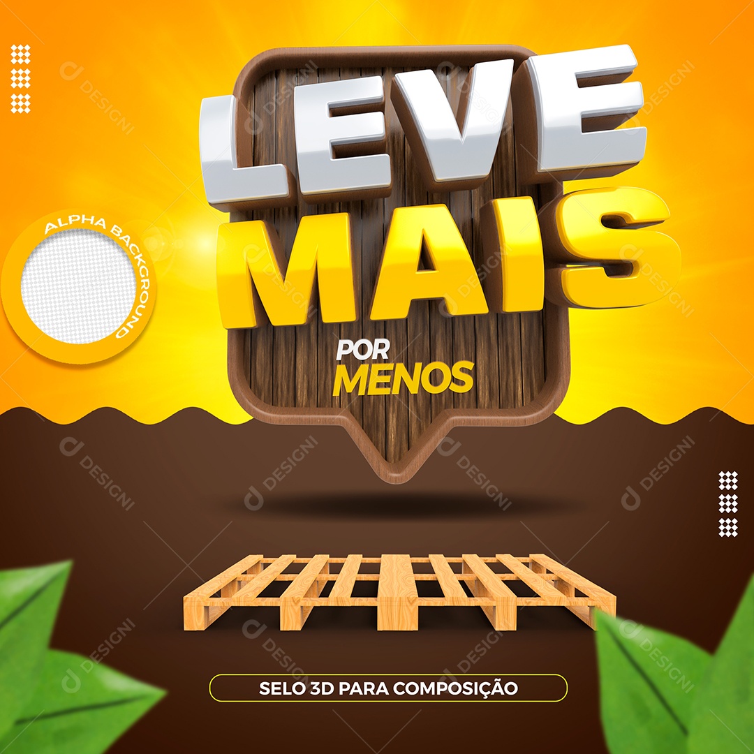 Leve Mais por Menos Selo 3D para Composição PSD