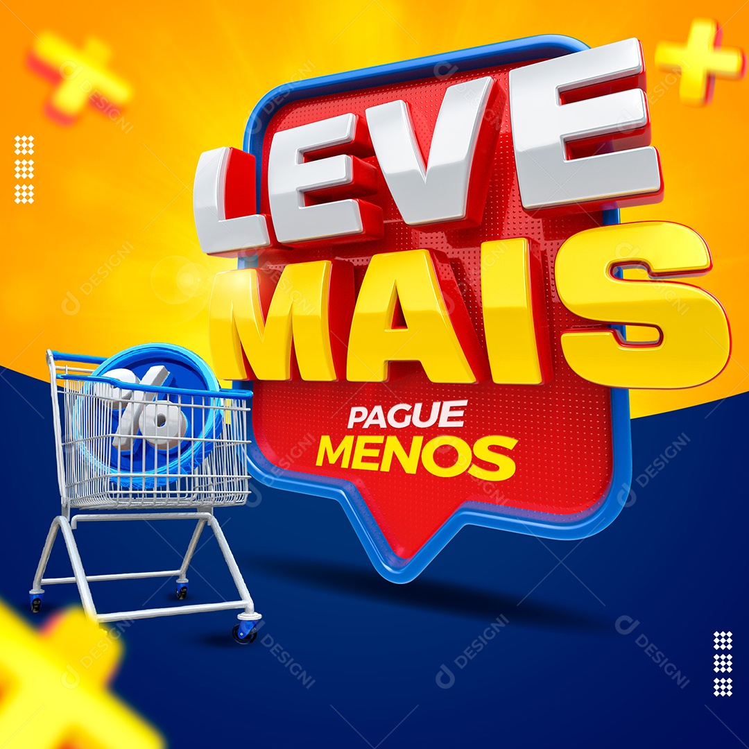 Leve Mais Pague Menos Selo 3D para Composição PSD
