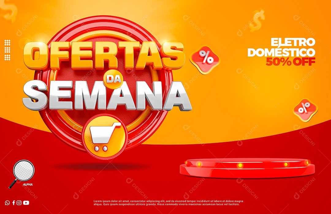 Banner Ofertas da Semana Eletrodoméstico 50% Off Social Media PSD Editável