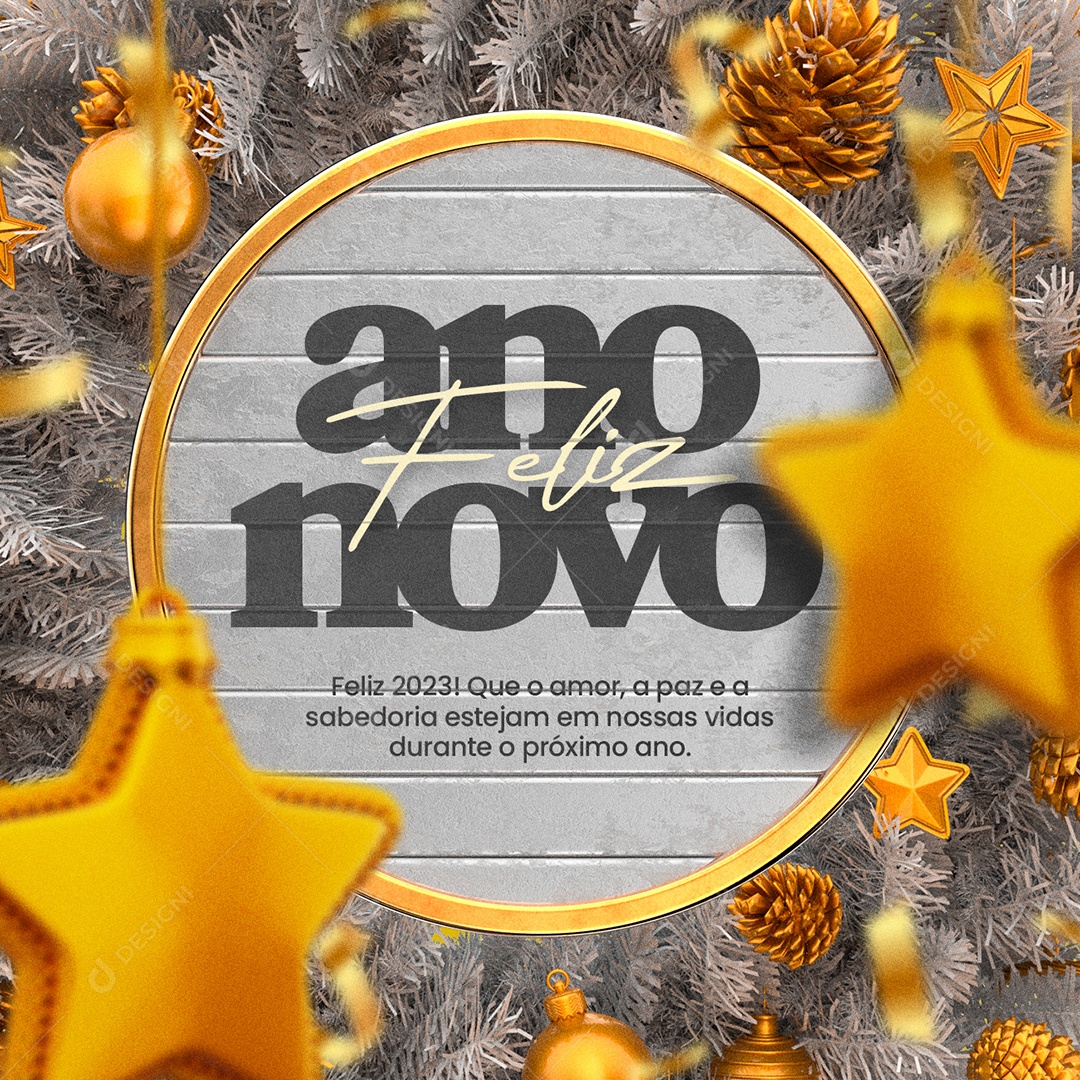 Que o Amor a Paz e a Sabedoria Estejam Ano Novo Social Media PSD Editável