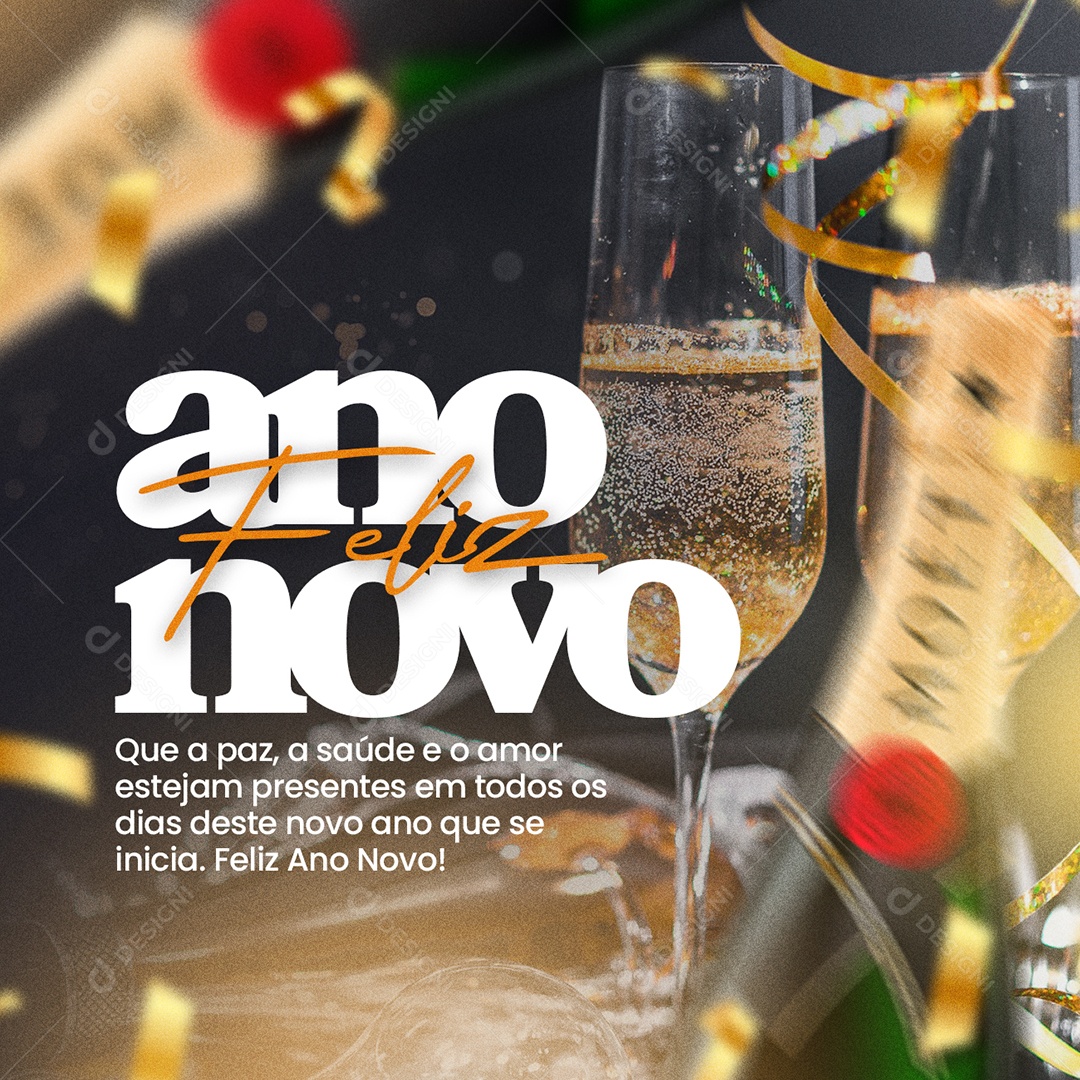 Que a Paz a Saúde e o Amor Estejam Presente Feliz Ano Novo Social Media PSD Editável