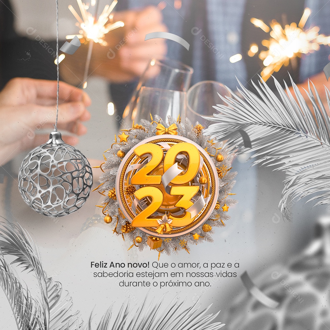 Que o Amor a Paz e a Sabedoria Estejam Ano Novo Social Media PSD Editável