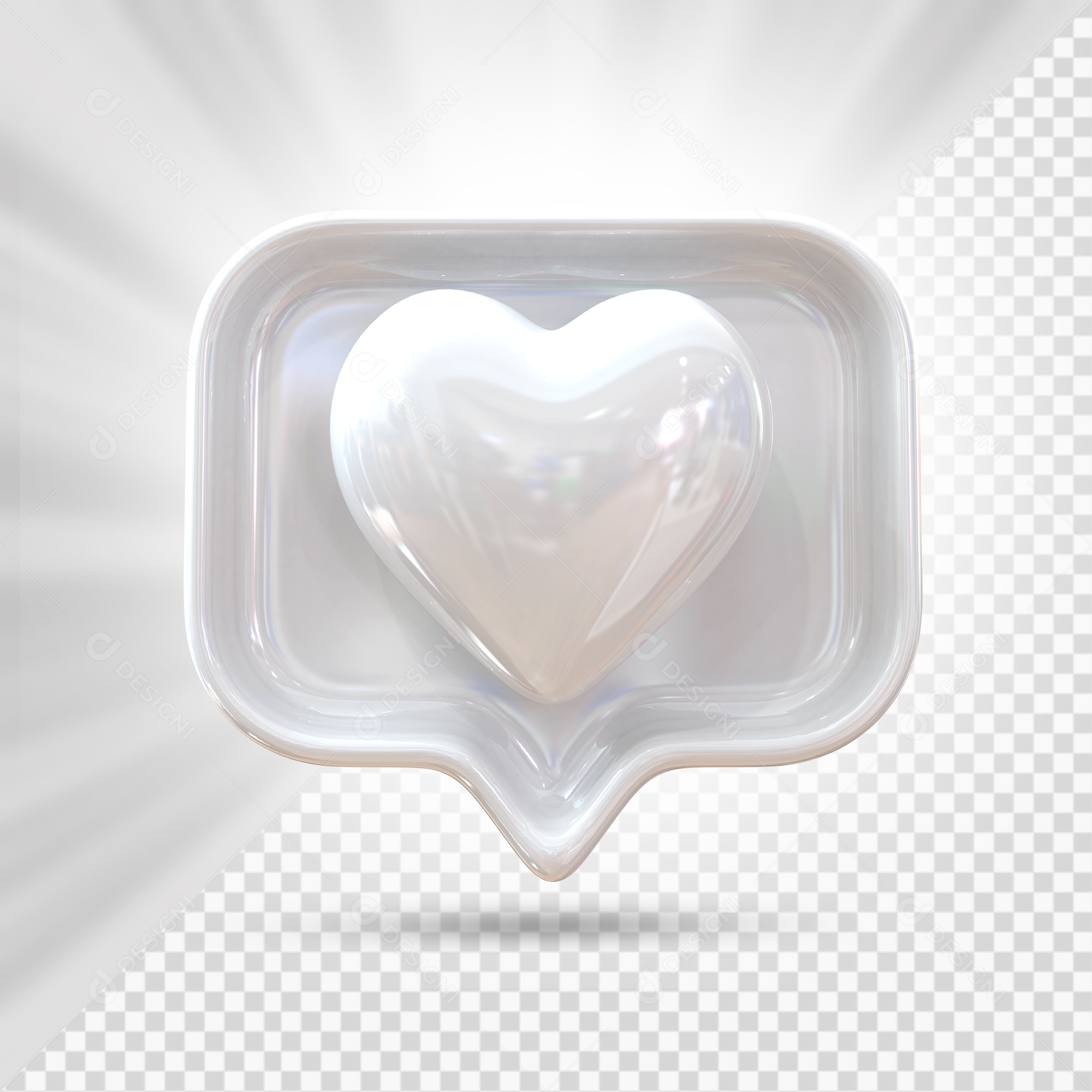 Emoji de Coração Cinza e Cinza Elemento 3D para Composição PSD