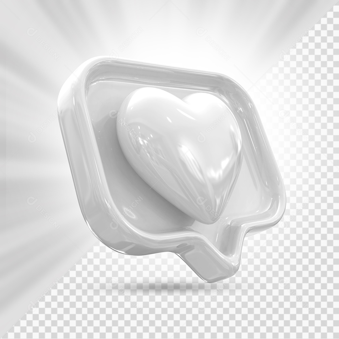 Emoji de Coração Cinza e Cinza Elemento 3D para Composição PSD