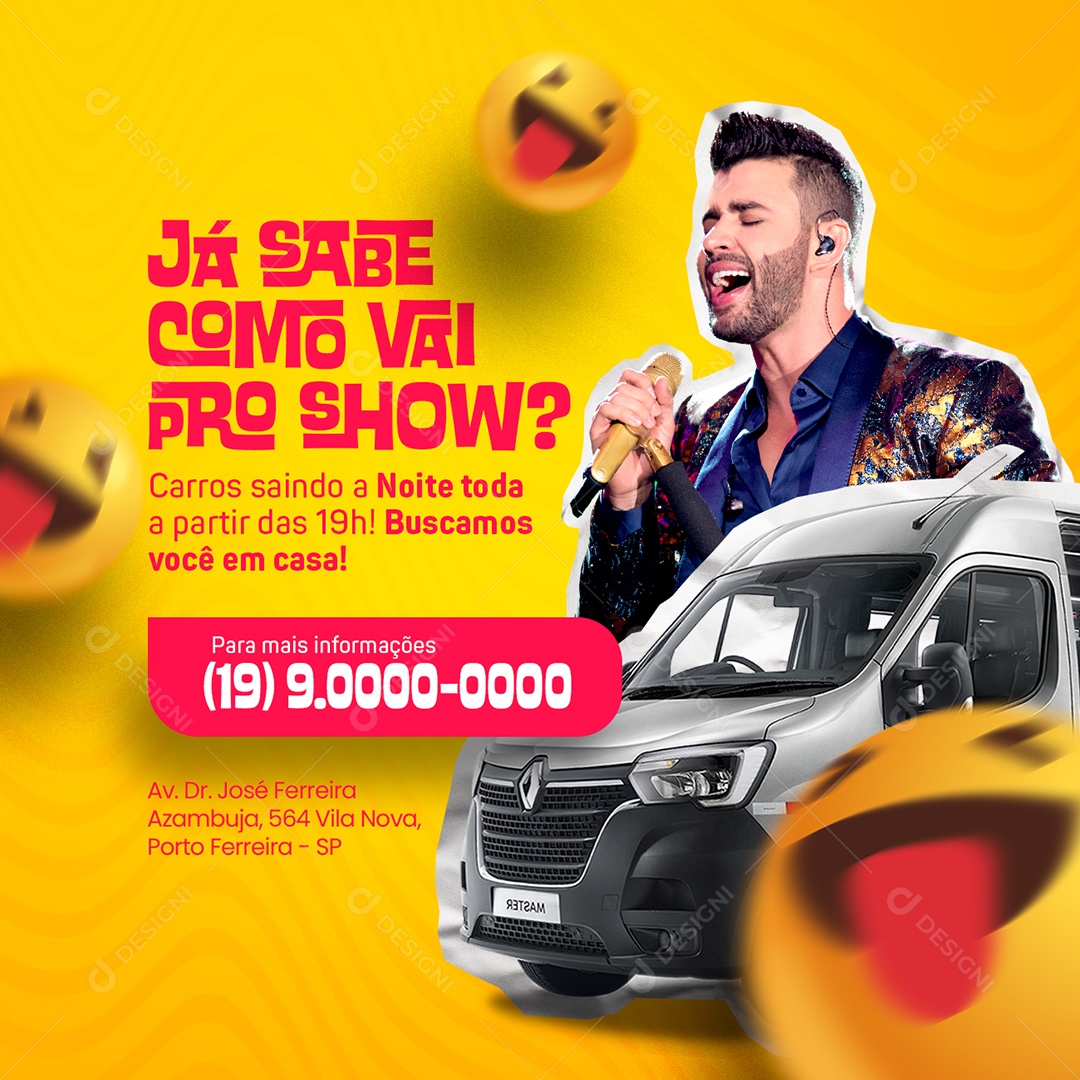 Já sabe Como Vai Pro Show Excursão Social Media PSD Editável