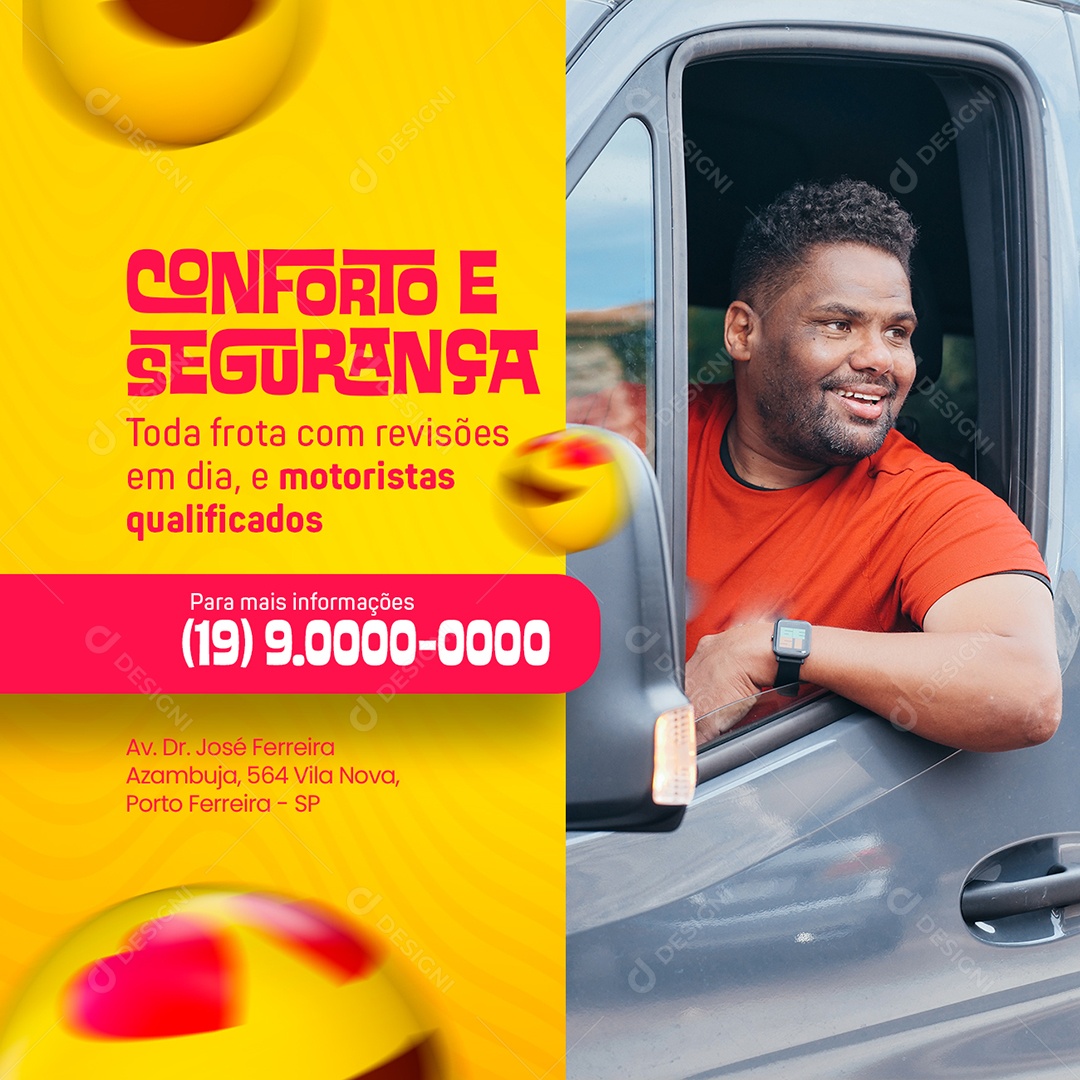 Conforto e Segurança Excursão Social Media PSD Editável