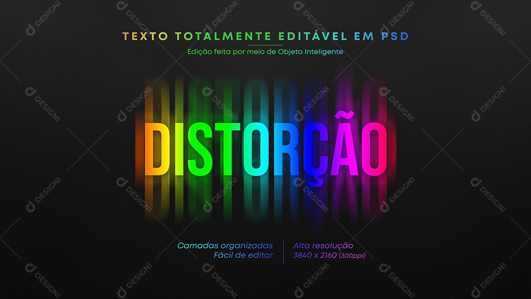 Efeito de Texto Distorção PSD Editável